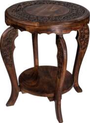 Farmhouse Round Accent End Table, Rustic