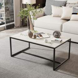FATIVO Coffee Table Marble White Modern: