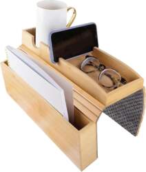 Foldable Bamboo Couch Caddy with Cup