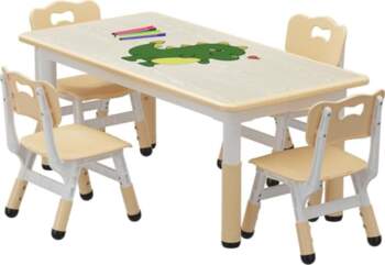 Height-Adjustable Kids Table & 4 Chairs