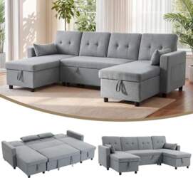 HOMCOM Corner Sofa with Sleep Function