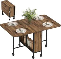 HOMCOM Folding Dining Table, Mobile Folding