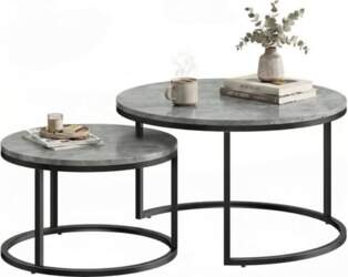 HOMCOM Round Coffee Table, Set of