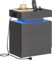 IRONCK Bedside Table Grey with LED