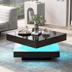 Merax LED Square Coffee Table High