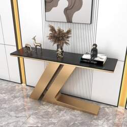 Modern Narrow Console Table, C-shaped Metal