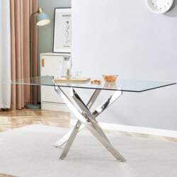 Modern Rectangular Glass Dining Table for