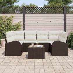 Modulares Gartensofa-Set Braun Poly-Rattan mit Zwei