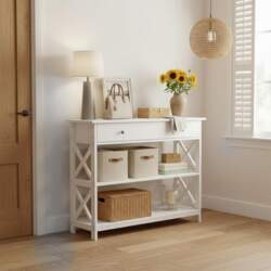 Narrow Console Table with Drawers and