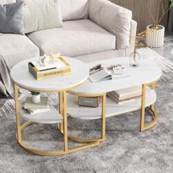 Round Coffee Table, Set of 2