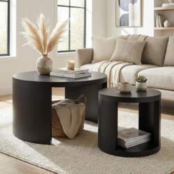Round Coffee Table, Set of 2
