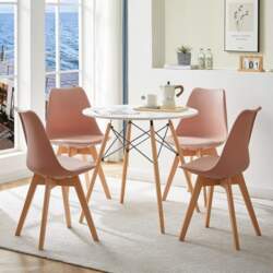 Round Dining Table with 4 Pink