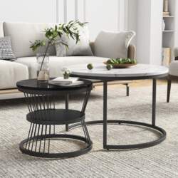 Round Side Tables, Set of 2