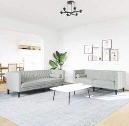 Samtsofa Set Hellgrau 178 cm Breit