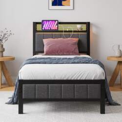 Single Bed Frame with Headboard and