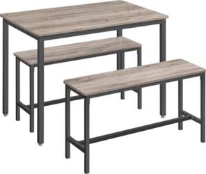 VASAGLE Dining Table with 2 Benches