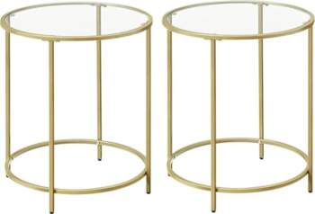 VASAGLE Round Side Table, Set of