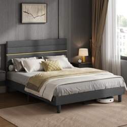 VASAGLE Upholstered Bed Frame Double Bed