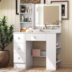 White Dressing Table with LED Lighting