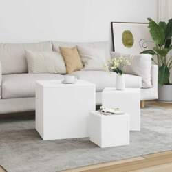 White Engineered Wood Side Table Set