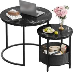 WLIVE Round Coffee Table with Storage