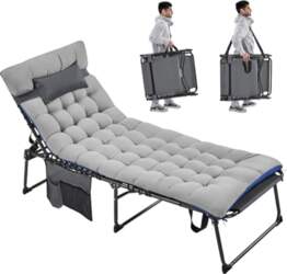 Yaheetech Folding Sun Lounger with Extra