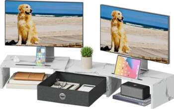 2 Monitor Stand with Fabric Drawer
