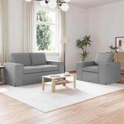 2er Sofaset hellgrau 120cm mit Metallrahmen