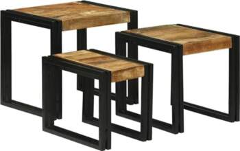3-Piece Nesting Tables, Solid Mango Wood