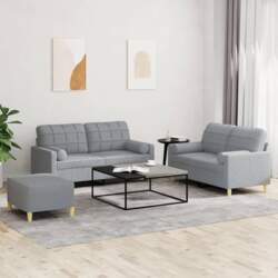 3-piece sofa set with cushions, light