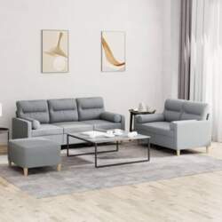 3-piece sofa set with cushions, light