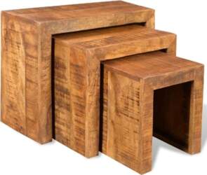 3-Piece Solid Mango Wood Nesting Tables