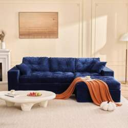 3-Seater Corner Sofa Navy Blue -