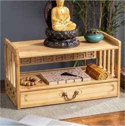 3-Tier Altar Table with Drawer Puja