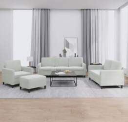 4-TLG. Samt-Sofagarnitur Hellgrau 78x77x80 cm bis