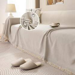 Beige Sofa Throw Blanket L Shape