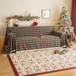 Christmas Checked Sofa Throw Blanket with