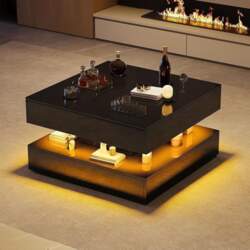 Coffee Table with LED Lighting, High