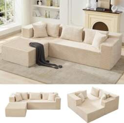 Corner Sofa with Sleep Function L-shaped