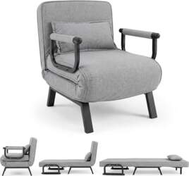 COSTWAY Convertible Sofa Bed (Light Grey)