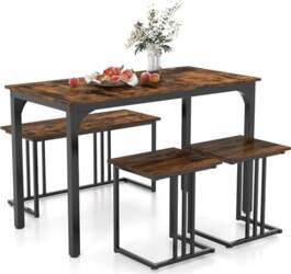 COSTWAY Dining Table with Bench &