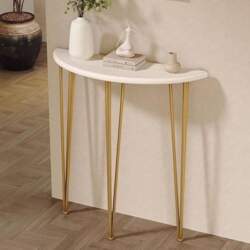 Crescent Console Sofa Table with Solid