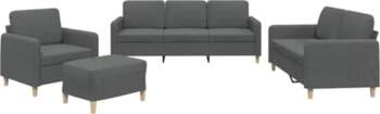 Dark Grey Fabric Sofa Set with