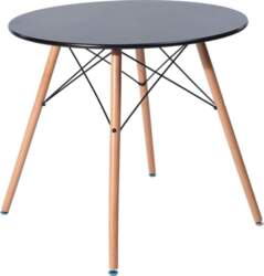 DORAFAIR Dining Table Black Round Kitchen