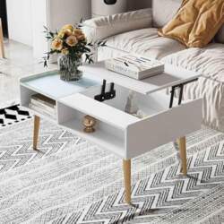 Extendable Coffee Table with Height-Adjustable Top