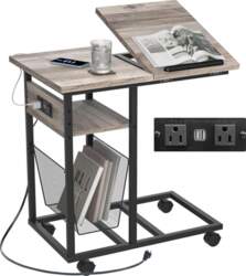 FLYJOE C-Shape Side Table with Charging