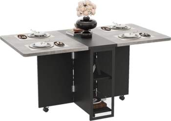Foldable Kitchen Table on Wheels Extendable