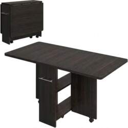 Folding Dining Table with Wheels, Extendable