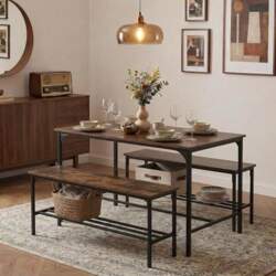 FurnitureR 3 Piece Rectangular Dining Set