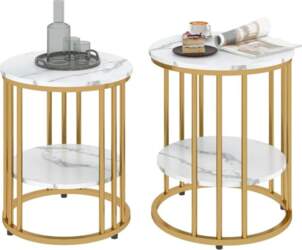 HOMCOM Round Coffee Table Set of